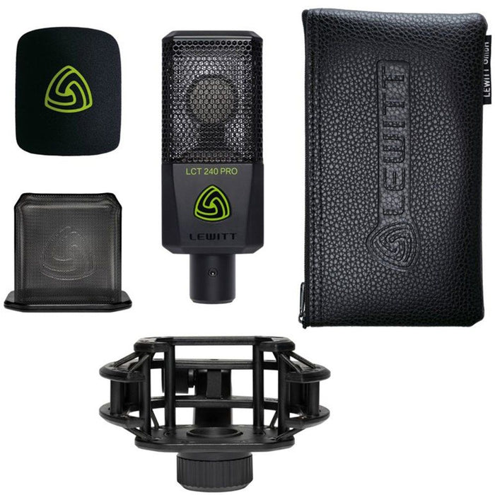 Lewitt | LCT 240 PRO Vocal Set | w/ Condenser Mic, Shock Mount, Pop Filter, Windscreen & Bag (58/LCT240PROBLACKVS) - Gsus4