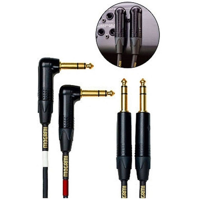 Mogami Gold Stereo Keyboard Balanced TRS - TRS Right - Angled Cable Set (15ft) (MOG-KEYSB15R) - Gsus4