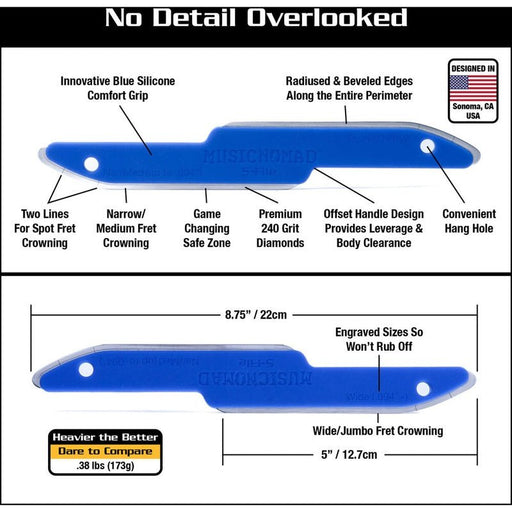 Music Nomad Diamond Coated Safe Zone Guitar Fret Crowning File (S-File) (MN850) - Gsus4