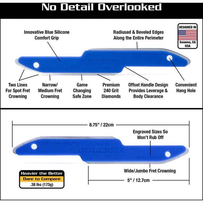 Music Nomad Diamond Coated Safe Zone Guitar Fret Crowning File (S-File) (MN850) - Gsus4