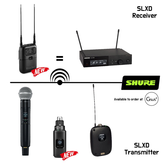 SHURE | SLX-D | SLXD25 | SLXD2 SM58 Handheld Transmitters & SLXD5 Receiver Wireless Set