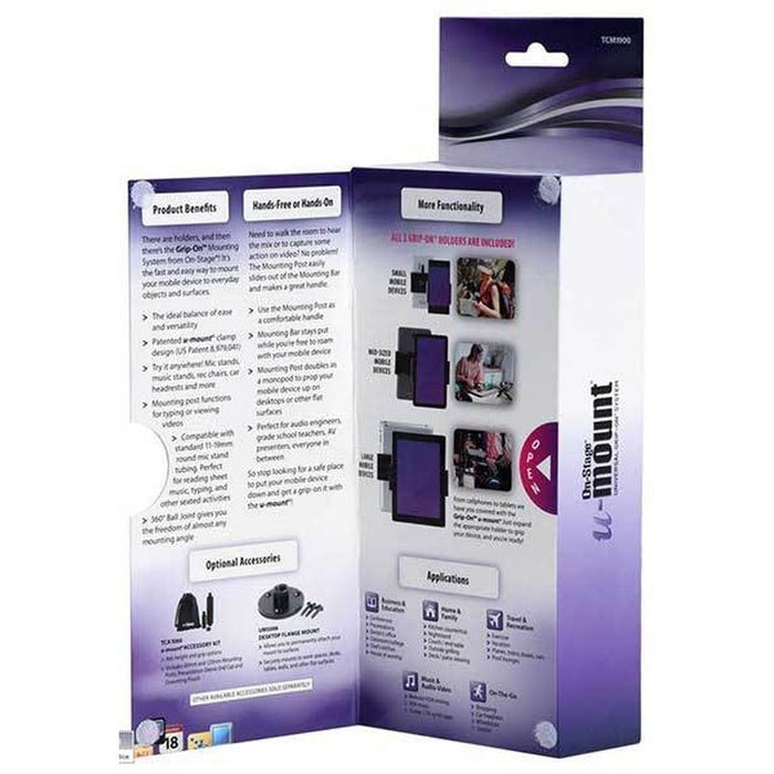 On Stage Grip-On Universal Device Holder with U-Mount Mounting Post (OSTCM1900) - Gsus4