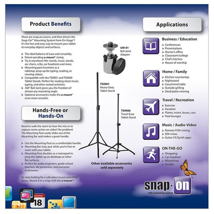 On Stage iPad Snap On Cover with Mounting Bar in Purple (OSTCM9160P) - Gsus4