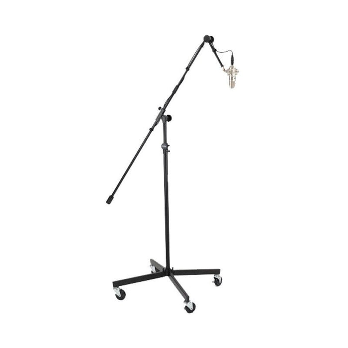 On Stage Tripod Studio Mic Boom with 7" Mini Boom Extension & Casters (OSSB96PLUS) - Gsus4