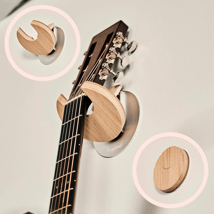 Openhagen | Collapsible Guitar Hanger Flat Wall Mount Bracket | For Acoustic / Classical | 55 mm | Oak (HWG301OAK - Variant - 2) - Gsus4