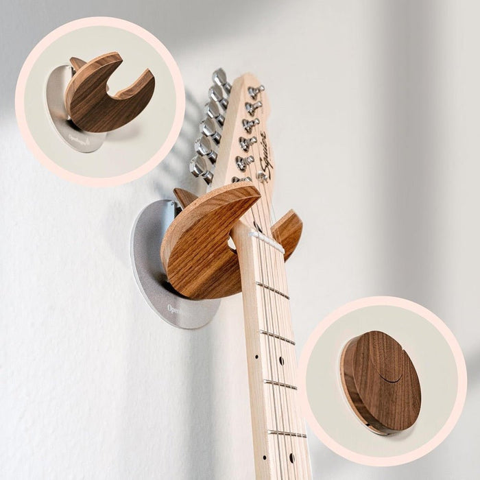 Openhagen | Collapsible Guitar Hanger Flat Wall Mount Bracket | For Electric | 60 mm | Walnut (HWE301WAL - Variant - 1) - Gsus4