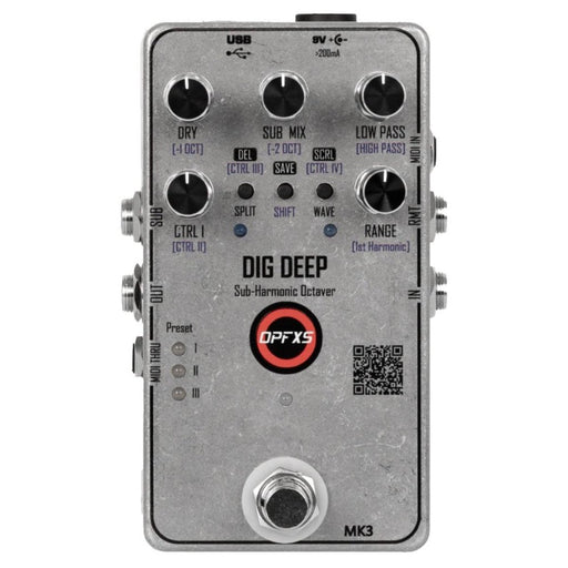 OPFXS Dig Deep MK3 Advanced Octave Down Bass Synth Pedal (OPFXS-DigDeep-mk3) - Gsus4