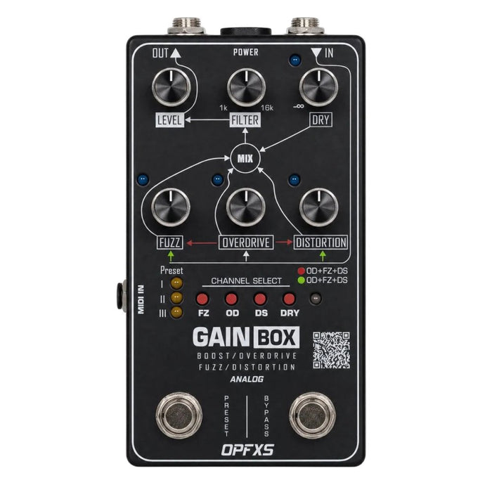 OPFXS Gain Box Analog Multi-Gain Boost + Overdrive + Fuzz + Distortion Pedal w/ MIDI (OPFXS-GAIN-BOX) - Gsus4