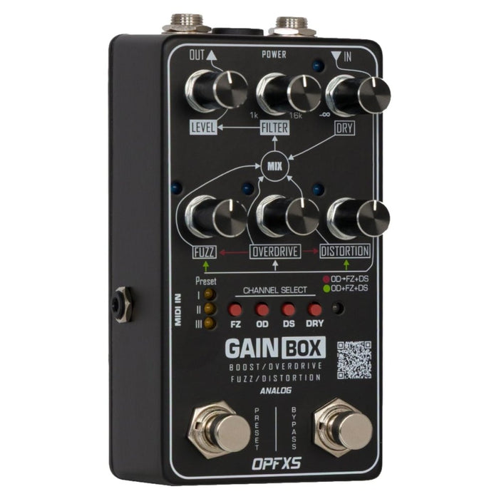 OPFXS Gain Box Analog Multi-Gain Boost + Overdrive + Fuzz + Distortion Pedal w/ MIDI (OPFXS-GAIN-BOX) - Gsus4