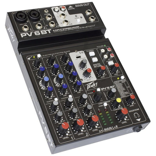 Peavey PV Series "PV-6BT" Compact 6-Channel Mixer with Bluetooth (PV6BT) - Gsus4
