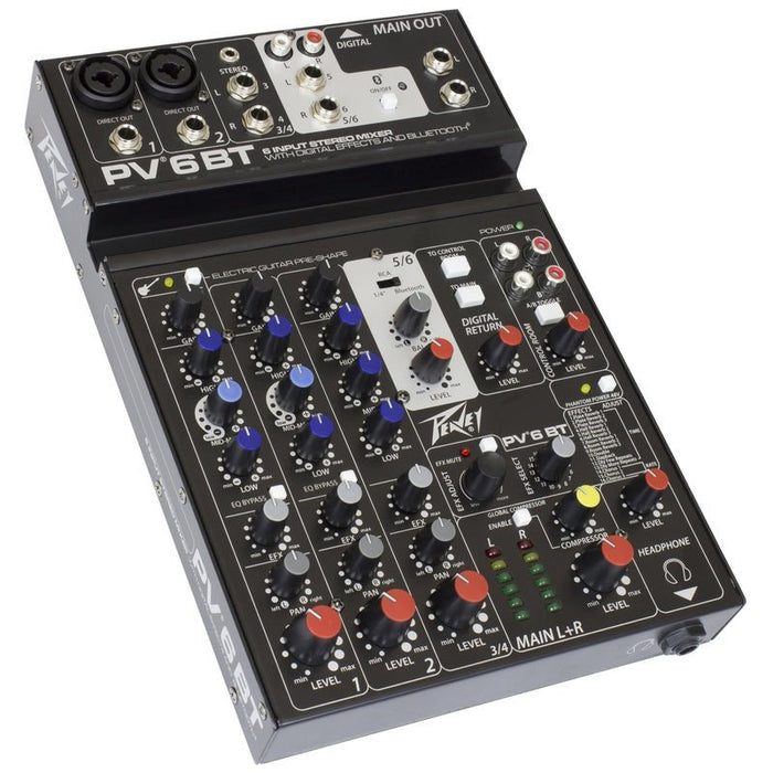 Peavey PV Series "PV-6BT" Compact 6-Channel Mixer with Bluetooth (PV6BT) - Gsus4