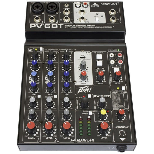 Peavey PV Series "PV-6BT" Compact 6-Channel Mixer with Bluetooth (PV6BT) - Gsus4