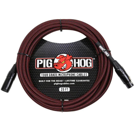 Pig Hog Black & Red Woven Mic Cable, 20ft XLR (PHM20BRD) - Gsus4