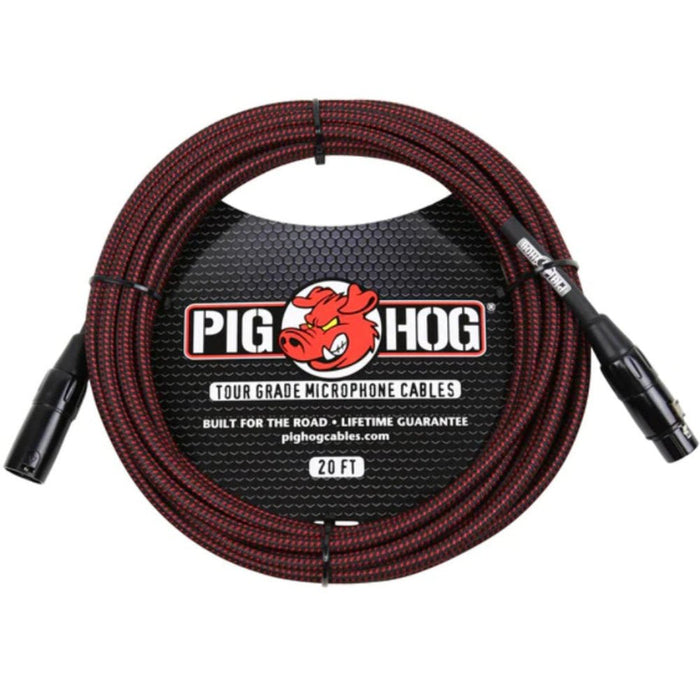 Pig Hog Black & Red Woven Mic Cable, 20ft XLR (PHM20BRD) - Gsus4