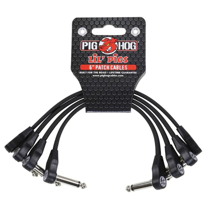 Pig Hog Lil' Pigs 6" PHLSK6BK0 Black Patch Cables (4 Pack) (PHLSK6BK0) - Gsus4