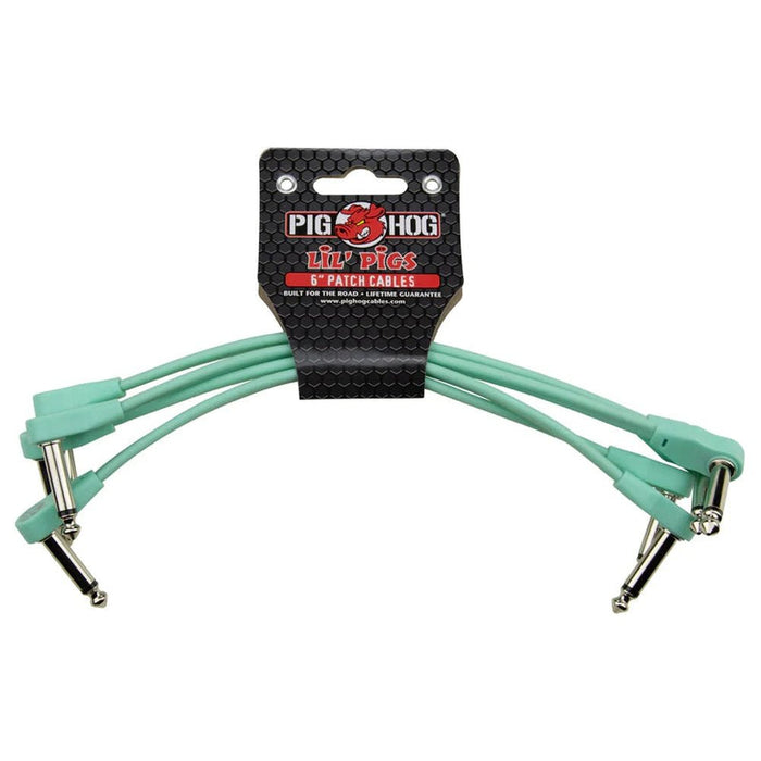 Pig Hog Lil' Pigs 6" PHLSK6SG Seafoam Green Patch Cables (4 Pack) (PHLSK6SG) - Gsus4