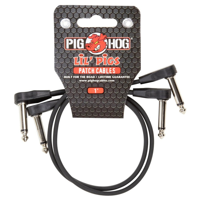 Pig Hog Lil' Pigs Low Profile PHLSK1BK 1ft Black Patch Cables (2 Pack) (PHLSK1BK) - Gsus4