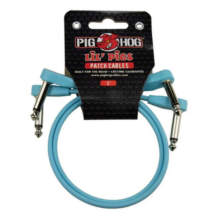 Pig Hog Lil' Pigs Low Profile PHLSK1DB 1' Daphne Blue Patch Cables (2 Pack) (PHLSK1DB) - Gsus4