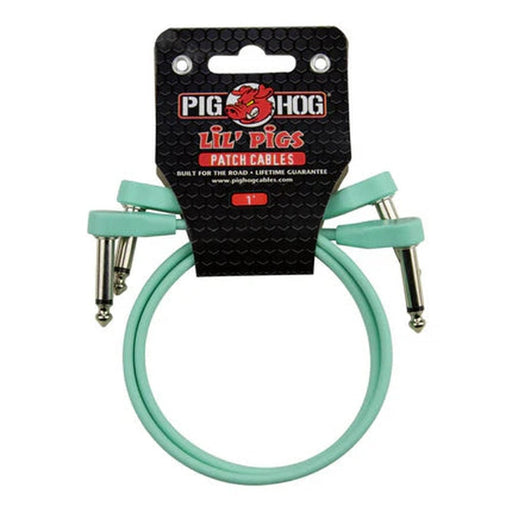 Pig Hog Lil' Pigs Low Profile PHLSK1SG 1' Seafoam Green Patch Cables (2 Pack) (PHLSK1SG) - Gsus4