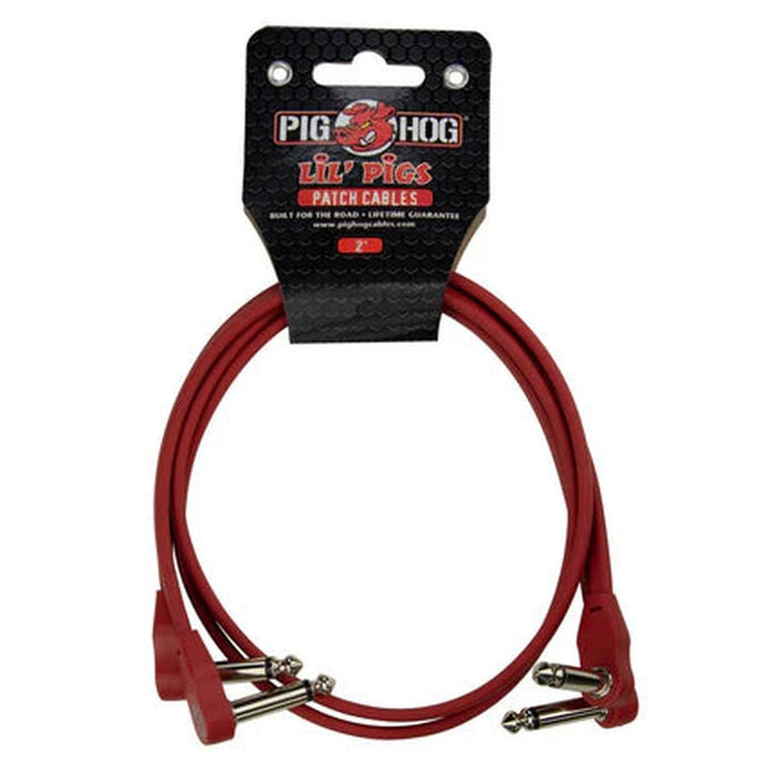 Pig Hog Lil' Pigs Low Profile PHLSK2CA 2' Candy Apple Red Patch Cables (2 Pack) (PHLSK2CA) - Gsus4