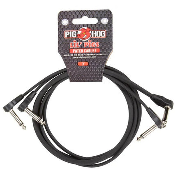 Pig Hog Lil' Pigs Low Profile PHLSK3BK 3' Black Patch Cables (2 Pack) (PHLSK3BK) - Gsus4