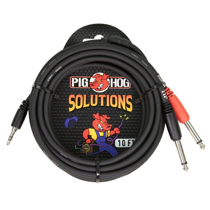 Pig Hog PB - S3410 10ft Stereo Breakout Cable, 3.5mm to Dual 1/4" (PB-S3410) - Gsus4