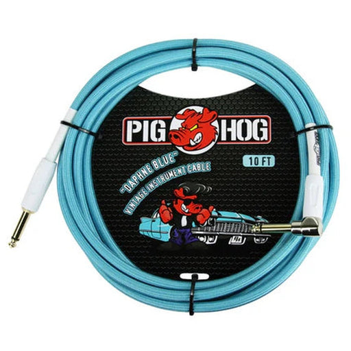 Pig Hog PCH10DBR 10ft Straight/Right Angle Braided Instrument Cable in Daphne Blue (PCH10DBR) - Gsus4