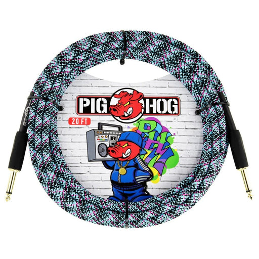 Pig Hog PCH10GBL 10ft Straight/Straight Braided Instrument Cable in Blue Graffiti (PCH10GBL) - Gsus4