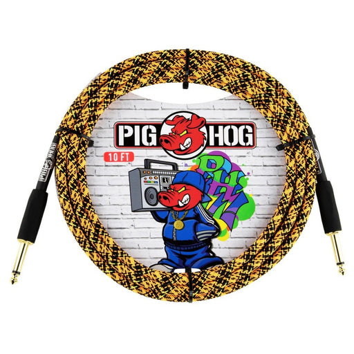 Pig Hog PCH10GOR 10ft Straight/Straight Braided Instrument Cable in Orange Graffiti (PCH10GOR) - Gsus4