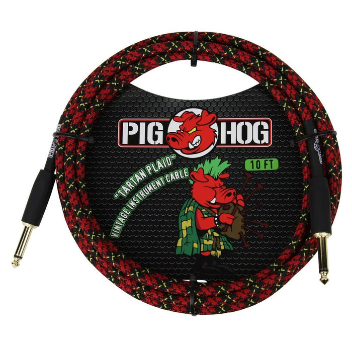 Pig Hog PCH10PL 10ft Braided Straight/Straight Instrument Cable in Tartan Plaid (PCH10PL) - Gsus4