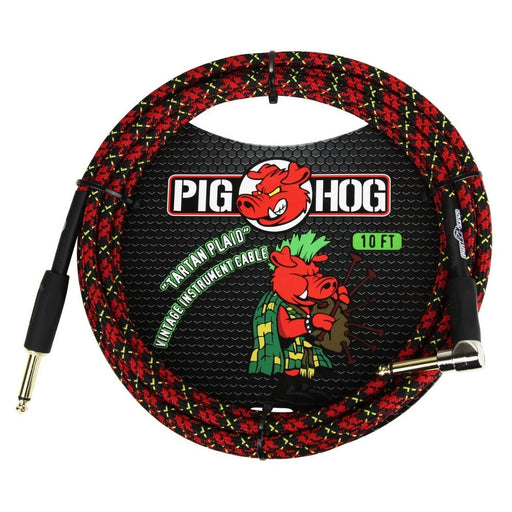 Pig Hog PCH10PLR 10ft Straight/Right Angle Braided Instrument Cable in Tartan Plaid (PCH10PLR) - Gsus4