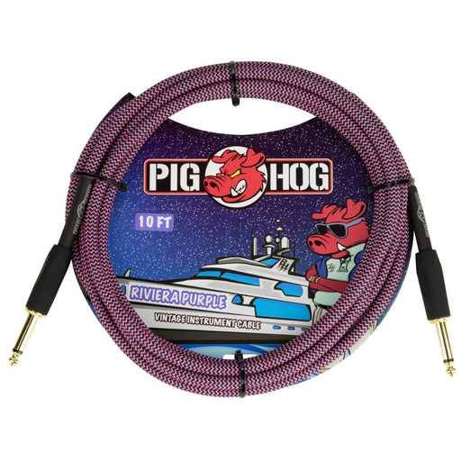 Pig Hog PCH10RPP 10ft Straight/Straight Braided Instrument Cable in Riviera Purple (PCH10RPP) - Gsus4