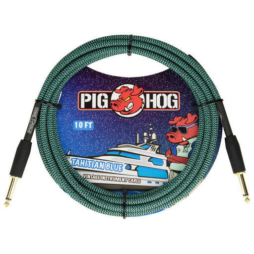 Pig Hog PCH10TAB 10ft Straight/Straight Braided Instrument Cable in Tahitian Blue (PCH10TAB) - Gsus4