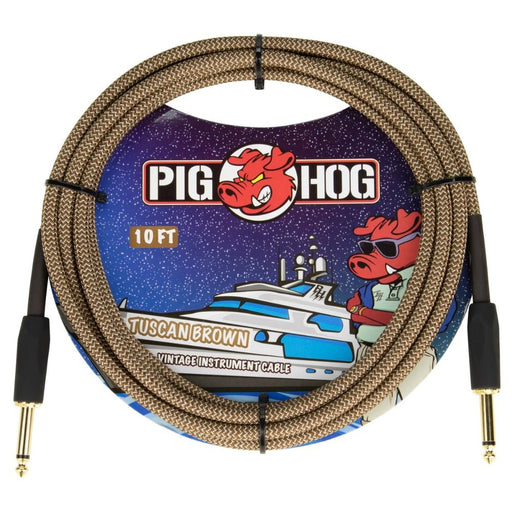 Pig Hog PCH10TBR 10ft Straight/Straight Braided Instrument Cable in Tuscan Brown (PCH10TBR) - Gsus4