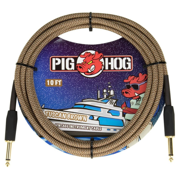 Pig Hog PCH10TBR 10ft Straight/Straight Braided Instrument Cable in Tuscan Brown (PCH10TBR) - Gsus4
