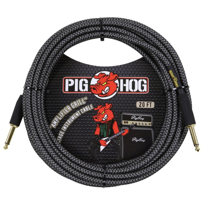 Pig Hog PCH20AG 20ft Straight/Straight Braided Instrument Cable in Amplifier Grill Grey (PCH20AG) - Gsus4