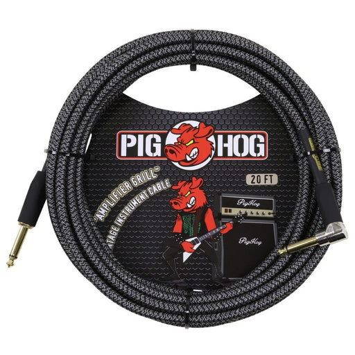 Pig Hog PCH20AGR 20ft Straight/Right Angle Braided Instrument Cable in Amplifier Grill Grey (PCH20AGR) - Gsus4