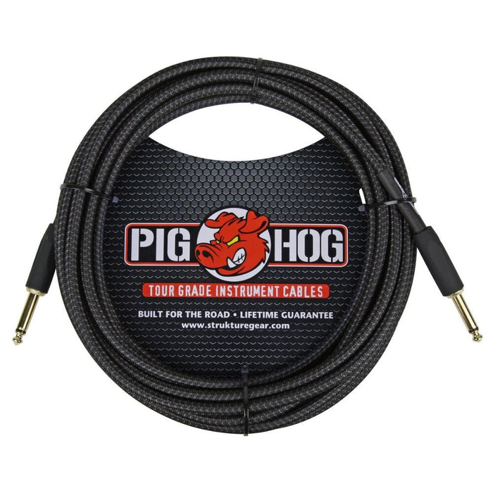 Pig Hog PCH20BK 20ft Straight/Straight Braided Instrument Cable in Black (PCH20BK) - Gsus4