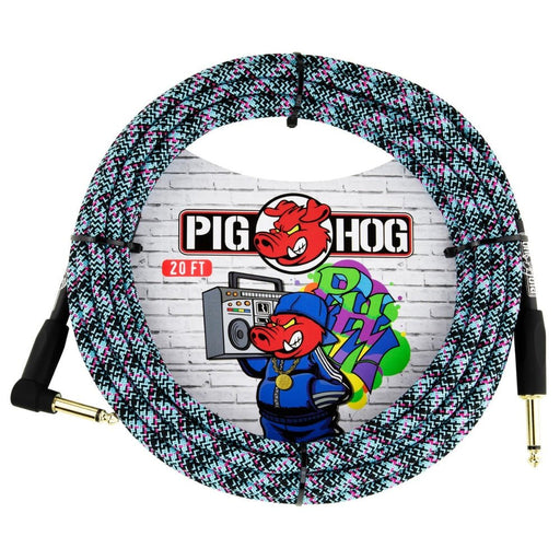 Pig Hog PCH20GBLR 20ft Straight/Right Angle Braided Instrument Cable in Blue Graffiti (PCH20GBLR) - Gsus4