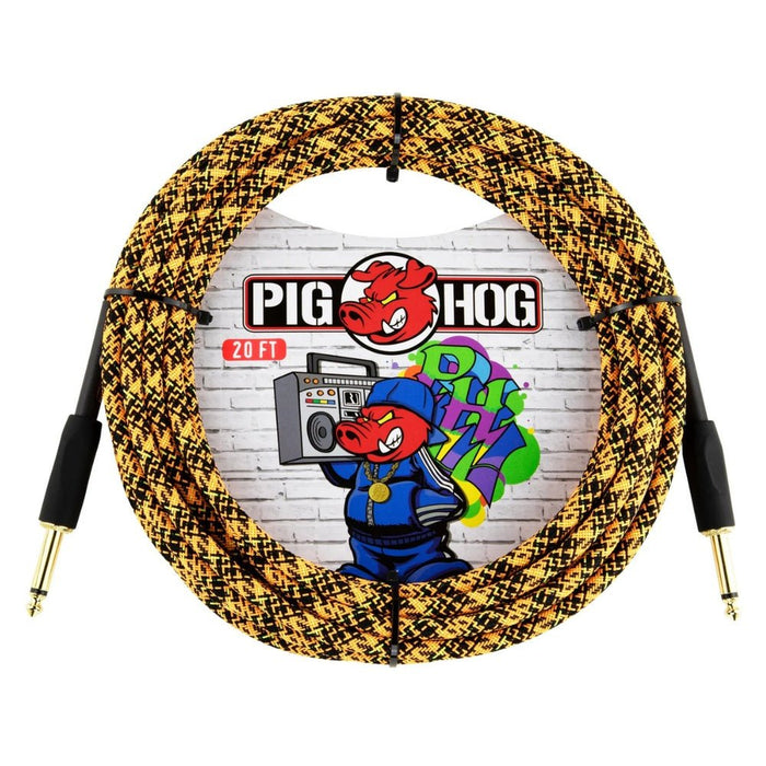 Pig Hog PCH20GOR 20ft Straight/Straight Braided Instrument in Orange Graffiti (PCH20GOR) - Gsus4
