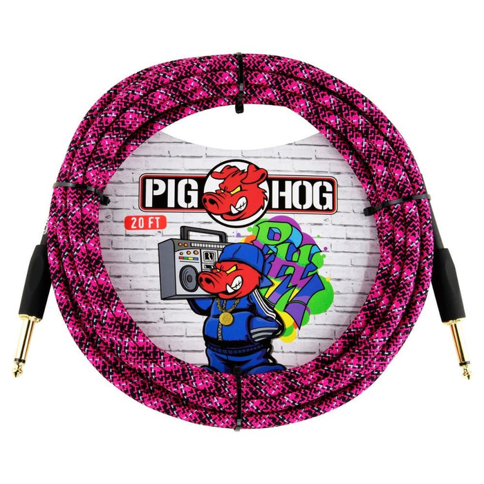 Pig Hog PCH20GPK 20ft Straight/Straight Braided Instrument Cable in Pink Graffiti (PCH20GPK) - Gsus4