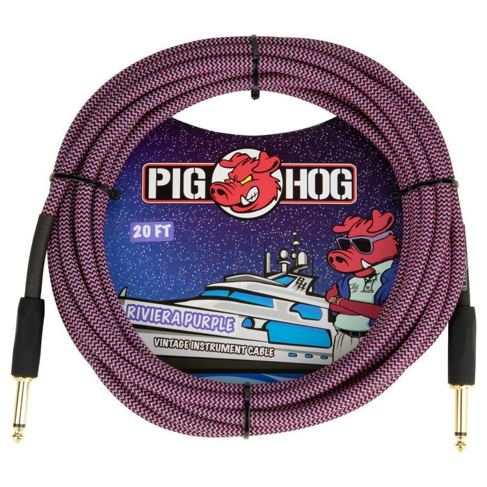 Pig Hog PCH20RPP 20ft Straight/Straight Braided Instrument Cable in Riviera Purple (PCH20RPP) - Gsus4