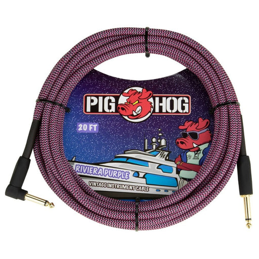 Pig Hog PCH20RPPR 20ft Straight/Right Angle Braided Instrument Cable in Riviera Purple (PCH20RPPR) - Gsus4