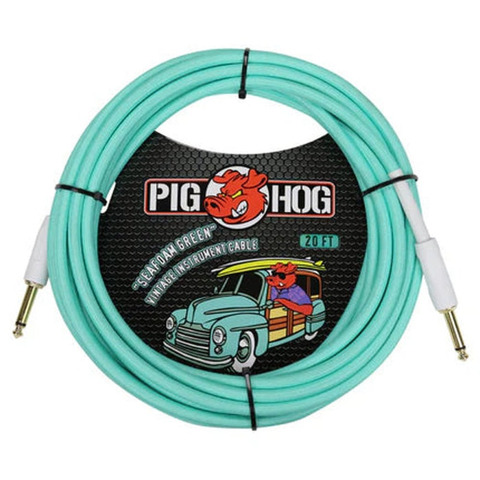 Pig Hog PCH20SG Straight/Straight 20ft Braided Instrument Cable in Seafoam Green (PCH20SG) - Gsus4