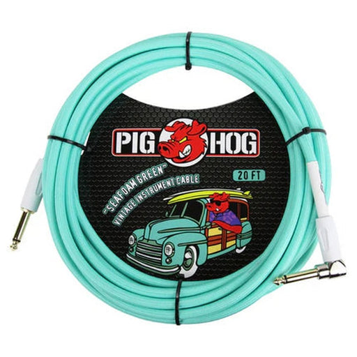 Pig Hog PCH20SGR 20ft Straight/Right Angle Braided Instrument in Seafoam Green (PCH20SGR) - Gsus4