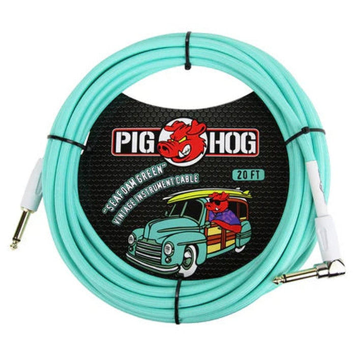 Pig Hog PCH20SGR 20ft Straight/Right Angle Braided Instrument in Seafoam Green (PCH20SGR) - Gsus4