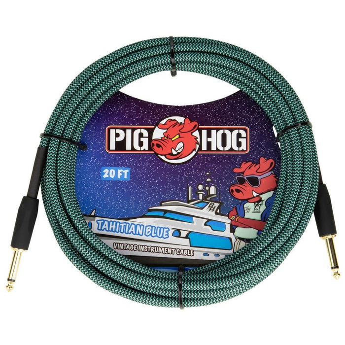 Pig Hog PCH20TABR 20ft Straight/Straight Braided Instrument Cable in Tahitian Blue (PCH20TABR) - Gsus4