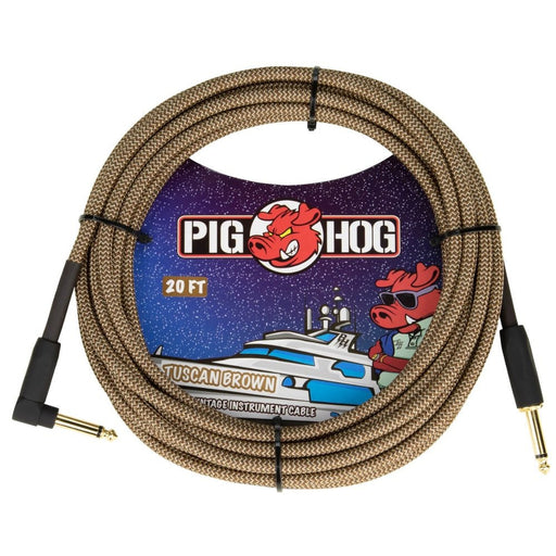 Pig Hog PCH20TBRR 20ft Straight/Right Angle Braided Instrument Cable in Tuscan Brown (PCH20TBRR) - Gsus4