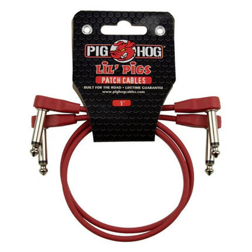 Pig Hog PHLSK1CA Lil' Pigs Low Profile 1' Candy Apple Red Patch Cables (2 Pack) (PHLSK1CA) - Gsus4