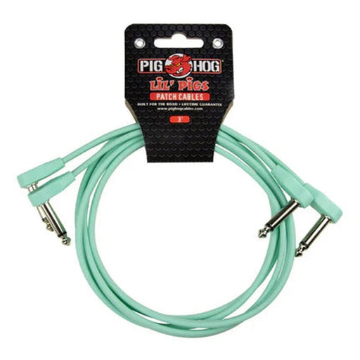 Pig Hog PHLSK3SG Lil' Pigs Low Profile 3' Seafoam Green Patch Cables (2 Pack) (PHLSK3SG) - Gsus4